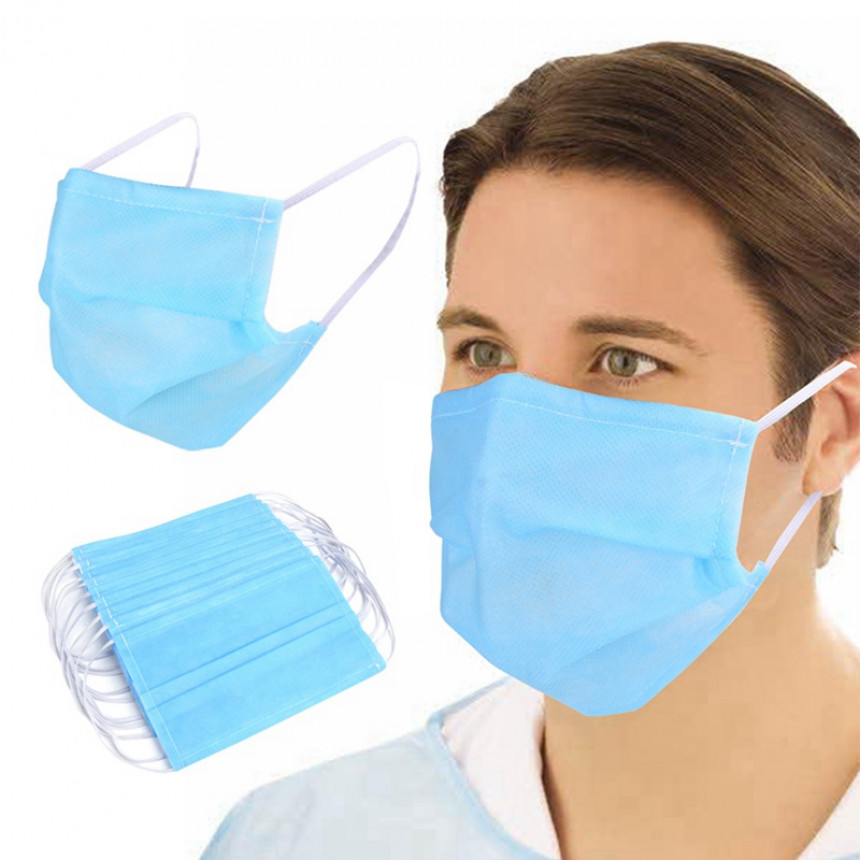 Disposable Face Masks with Elastic Ear Loop,3 Ply Sanitary Safety Masks for Germ Dust Protection Blue Disposable Face Masks with Elastic Ear Loop,3 Ply Sanitary Safety Masks for Germ Dust Protection Blue