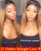 1B/27 Ombre India Straight 13x4 lace frontal wigs virgin human hair with baby hair