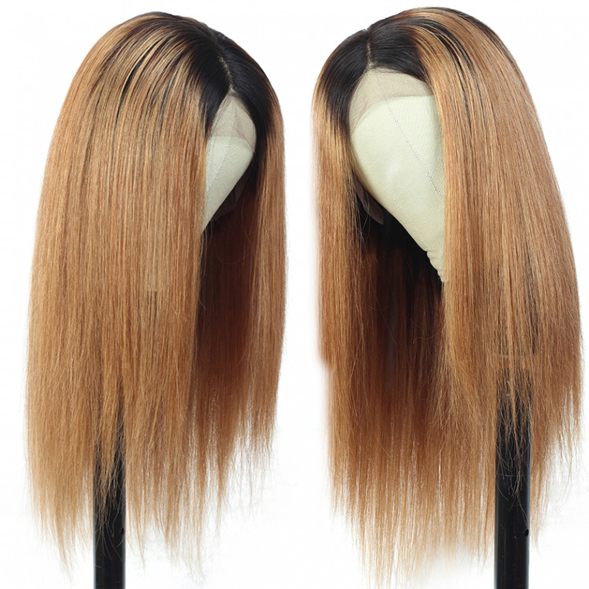 1B/27 Ombre India Straight 13x4 lace frontal wigs virgin human hair with baby hair 1B/27 Ombre India Straight 13x4 lace frontal wigs virgin human hair with baby hair