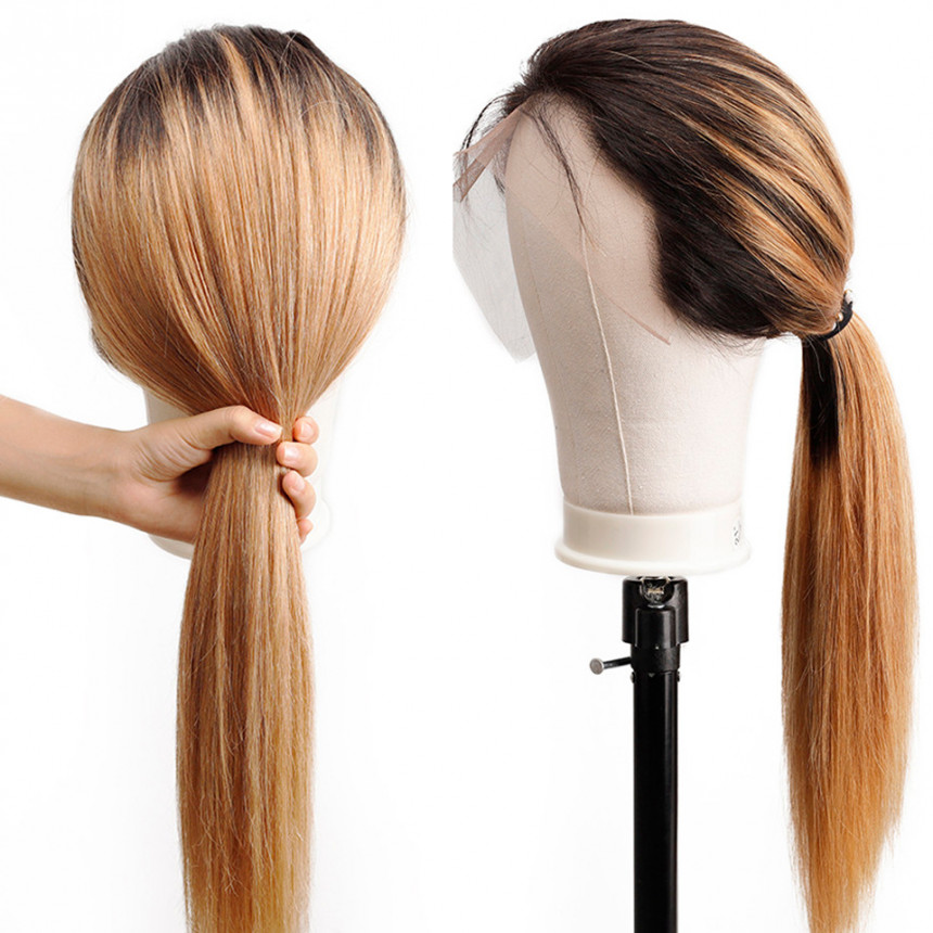 1B/27 Ombre India Straight 13x4 lace frontal wigs virgin human hair with baby hair 1B/27 Ombre India Straight 13x4 lace frontal wigs virgin human hair with baby hair