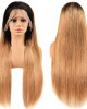 Ombre Straight hair Weave With Highlights 1B/27 4x4 lace closure wigs virgin human hair with baby hair