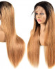 Ombre Straight hair Weave With Highlights 1B/27 4x4 lace closure wigs virgin human hair with baby hair