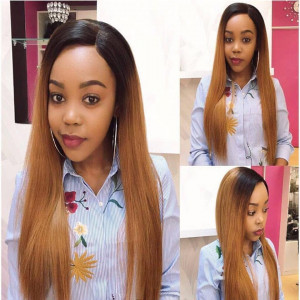 1B/30 Ombre Straight 13x4 silky lace frontal wigs virgin human hair with baby hair