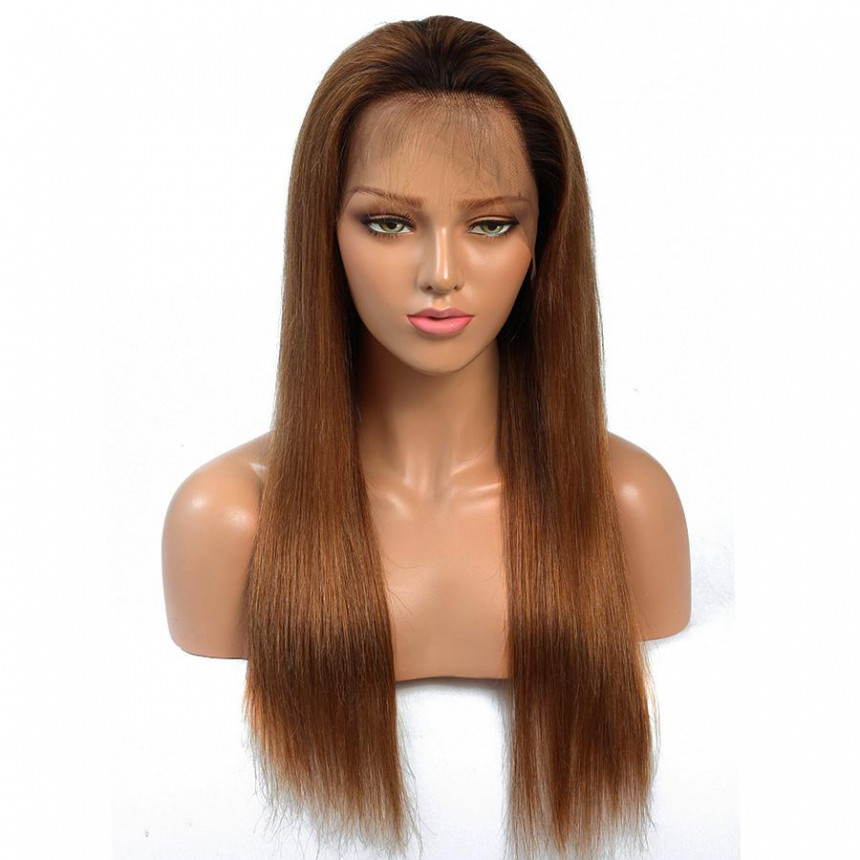 1B/30 Ombre Straight 13x4 silky lace frontal wigs virgin human hair with baby hair