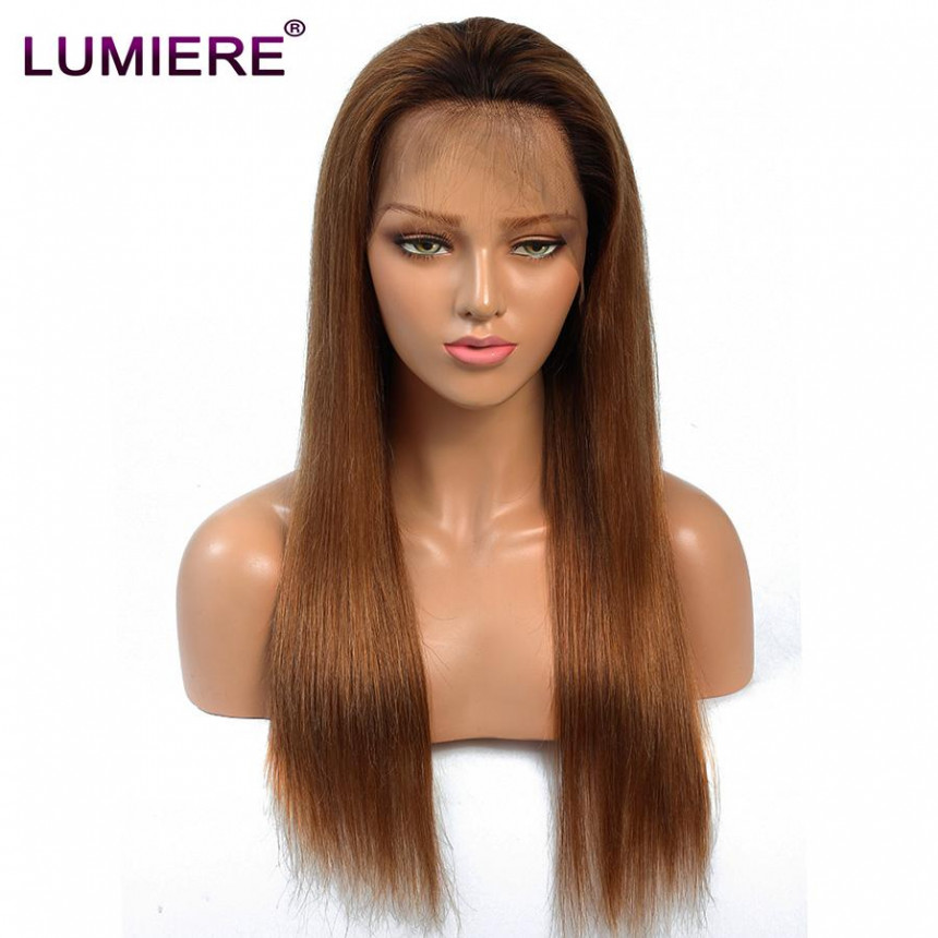 1B/30 Ombre Straight 4x4 lace closure wigs virgin human hair with baby hair