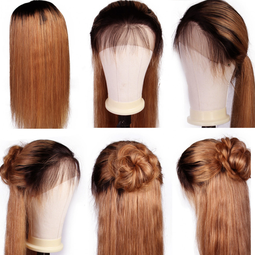 1B/30 Ombre Straight 4x4 lace closure wigs virgin human hair with baby hair 1B/30 Ombre Straight 4x4 lace closure wigs virgin human hair with baby hair