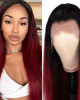 1B/99J Ombre Straight 4x4 lace closure red hair wig virgin human hair with baby hair