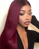 Color 1B/99J Ombre Straight 13x4 lace frontal wigs red color virgin human hair with baby hair