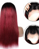 Color 1B/99J Ombre Straight 13x4 lace frontal wigs red color virgin human hair with baby hair