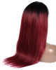 Color 1B/99J Ombre Straight 13x4 lace frontal wigs red color virgin human hair with baby hair