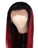 Color 1B/99J Ombre Straight 13x4 lace frontal wigs red color virgin human hair with baby hair