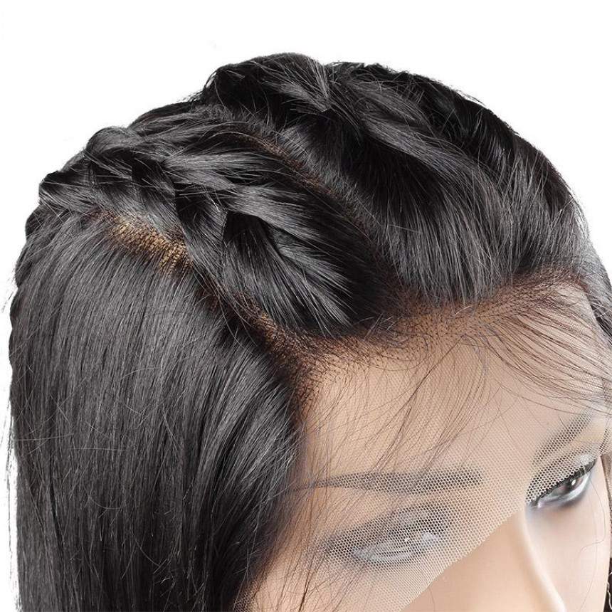 360 Lace Front Straight Human Hair Braiding Wigs Indian 360 Pre-Plucked Lace Frontal Wig