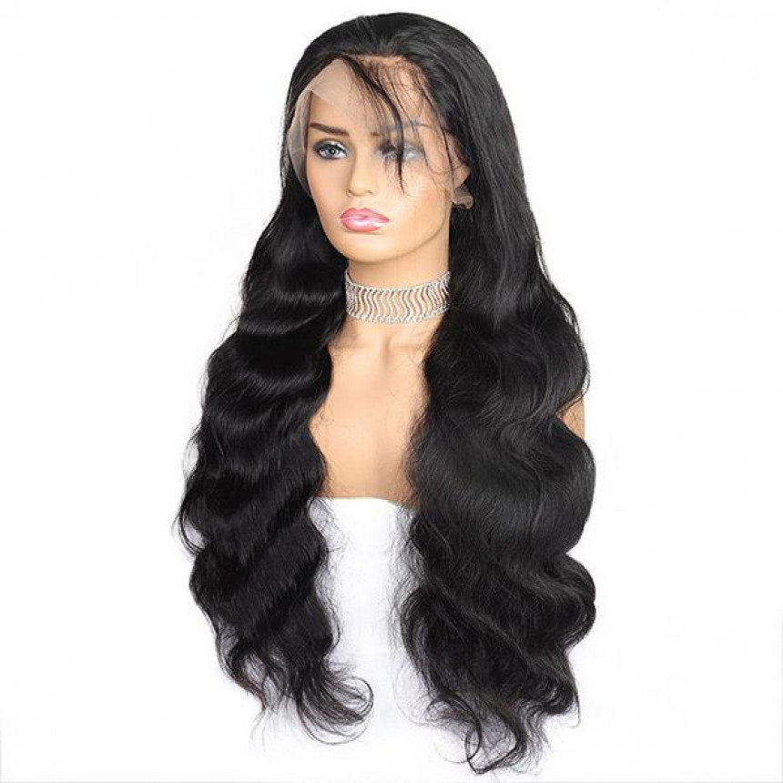 remy malaysian hair 4x4 body wave lace closure wig 150 density