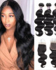 Virgin Brazilian Body Wave Human Hair 3 Bundles with 4*4 Lace Closure