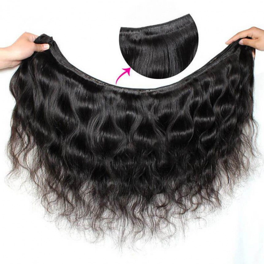 Virgin Brazilian Body Wave Human Hair 3 Bundles with 4*4 Lace Closure