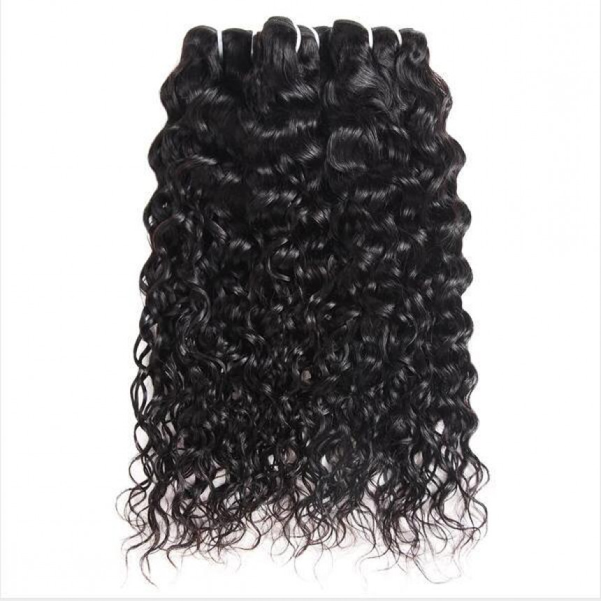 Water Wave Bundles Brazilian Hair Bundles  3 Bundles With 2x4 Lace Closure