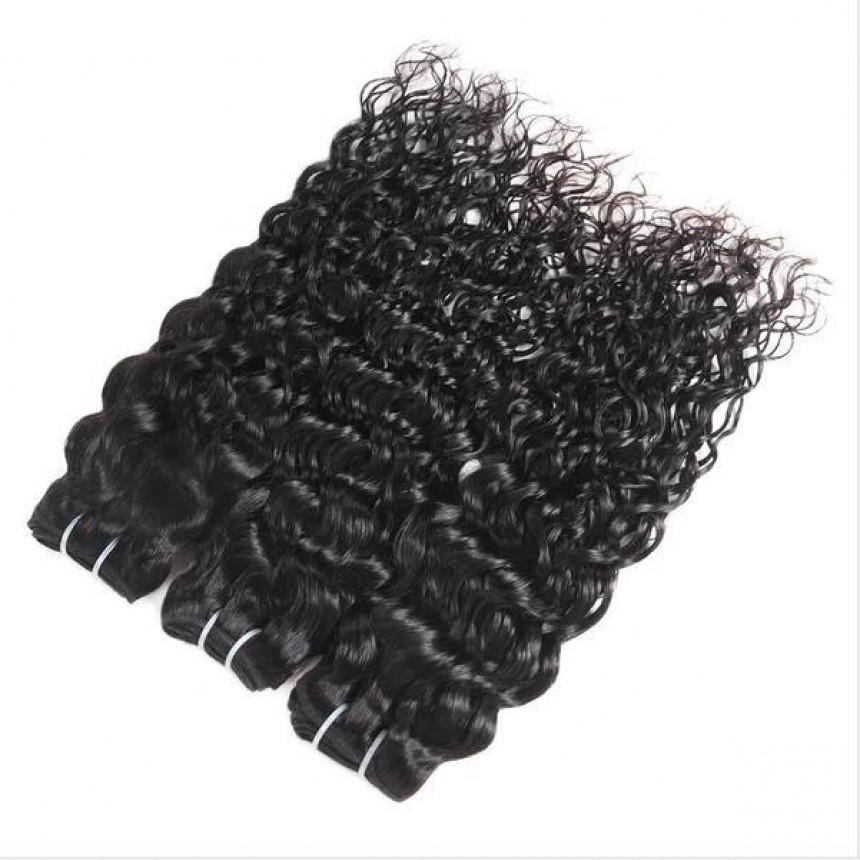 Water Wave Bundles Brazilian Hair Bundles  3 Bundles With 2x4 Lace Closure