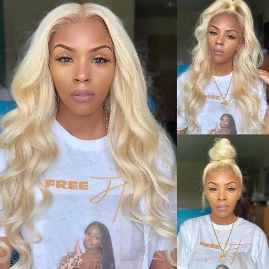 13X4 brazilian 613 lose boby wave lace frontal wig platinum blonde wigs