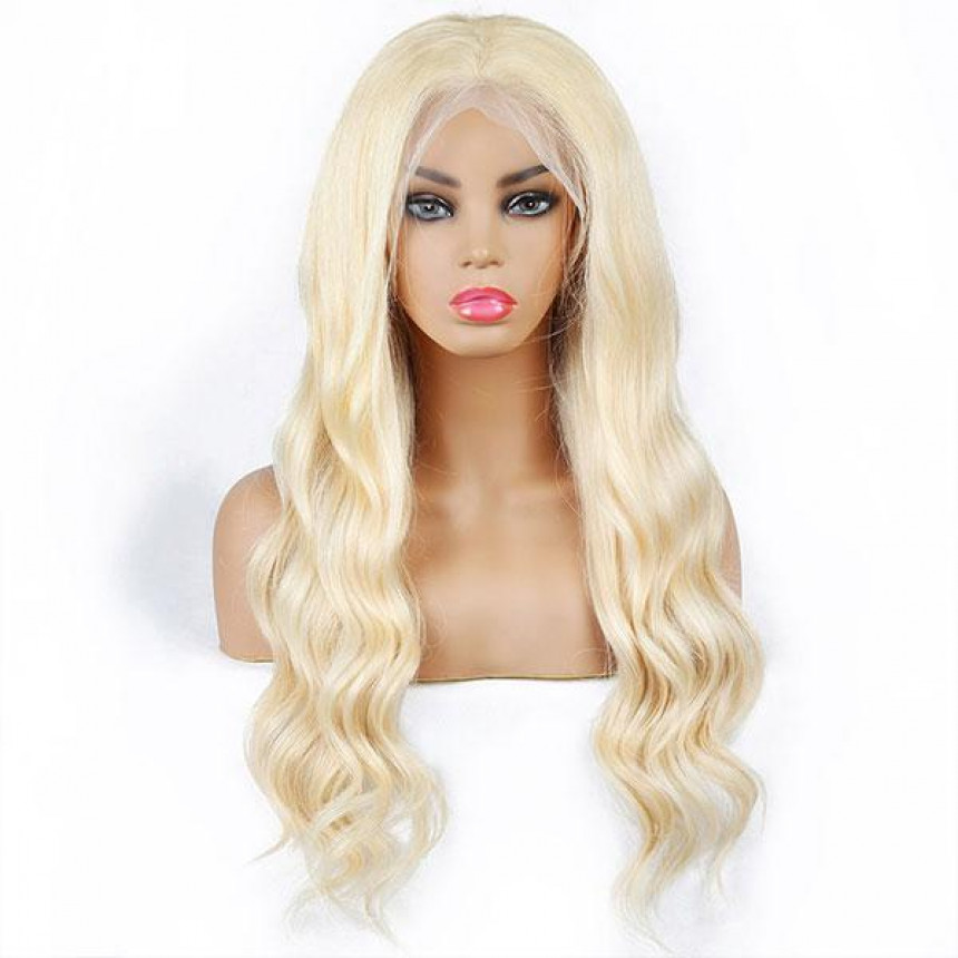 13X4 brazilian 613 lose boby wave lace frontal wig platinum blonde wigs