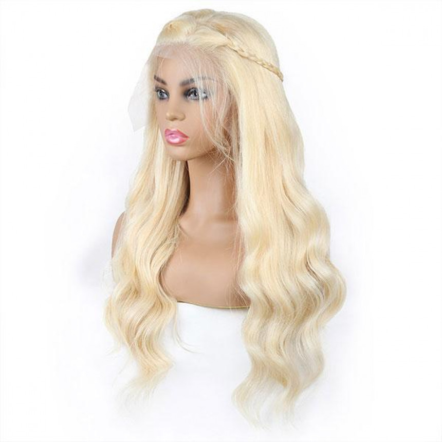 13X4 brazilian 613 lose boby wave lace frontal wig platinum blonde wigs