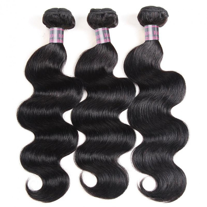 affordable brazilian body wave hair bundles with baby hair  3 bundles hair weave with 2x4 lace closure