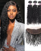 Virgin Brazilian Curly Hair 3 Bundles with 13*4 Lace Frontal 