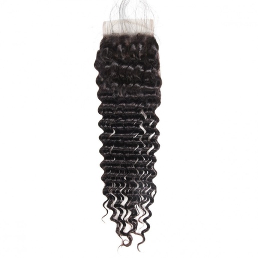 Deep Wave 4 Bundles With 4*4 Lace Closure 100% Virgin Brazilian Human Hair Weave