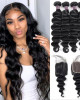 brazilian loose deep wave hair 4 bundles with lace closure