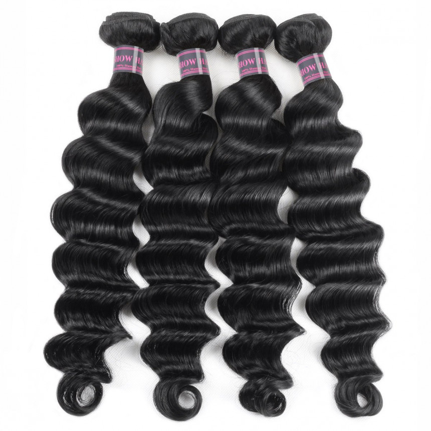 brazilian loose deep wave hair 4 bundles with lace closure