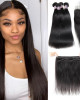 brazilian straight hair 4 bundles with lace closure