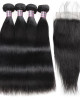 brazilian straight hair 4 bundles with lace closure