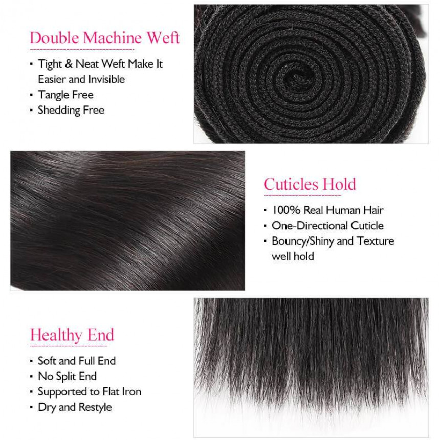 brazilian straight hair 4 bundles with lace closure