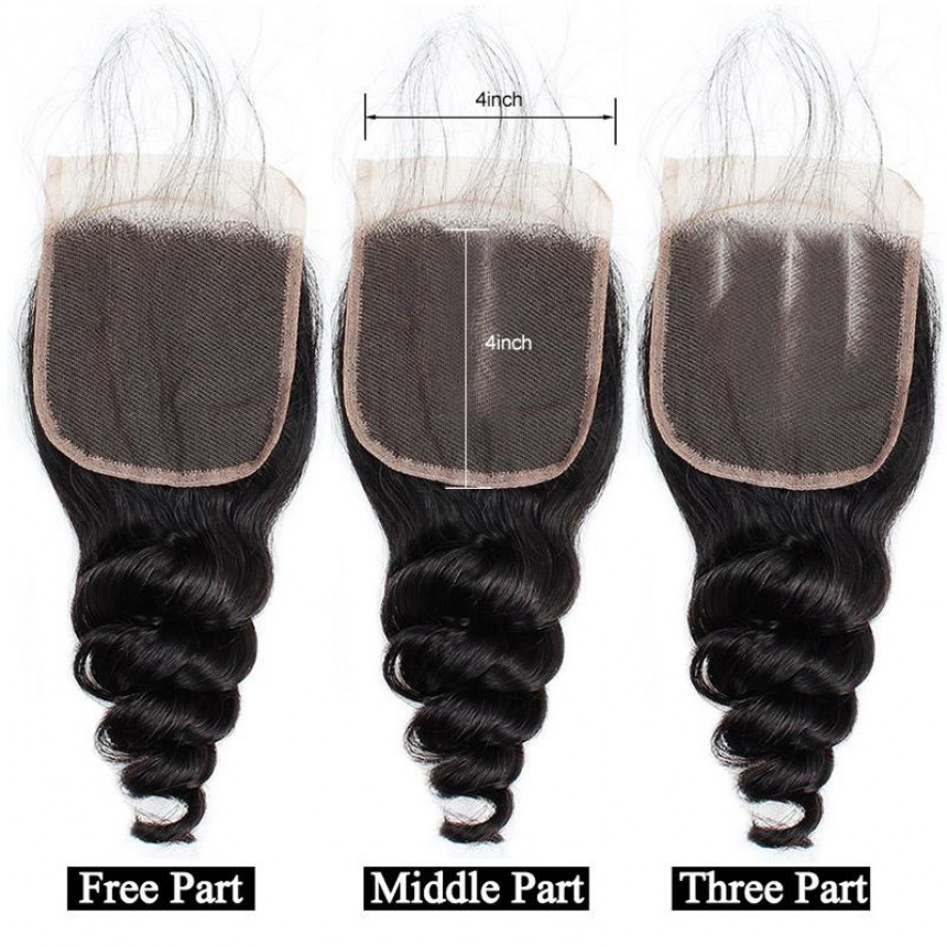 brazilian loose wave weave human hair 3 bundles with lace closure