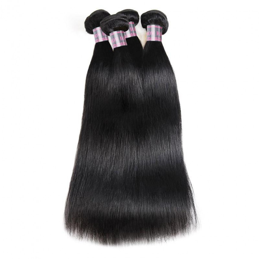 Brazilian Straight Hair Weave 4 Bundles Remy Human Hair Extensions