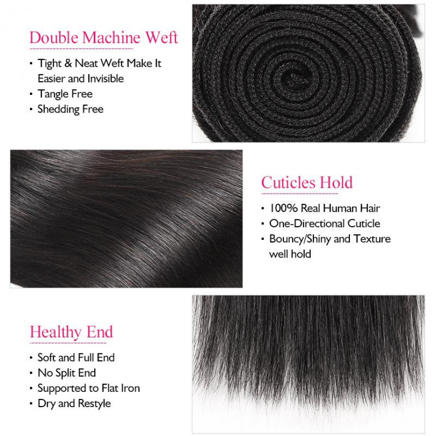 Brazilian Straight Hair Weave 4 Bundles Remy Human Hair Extensions