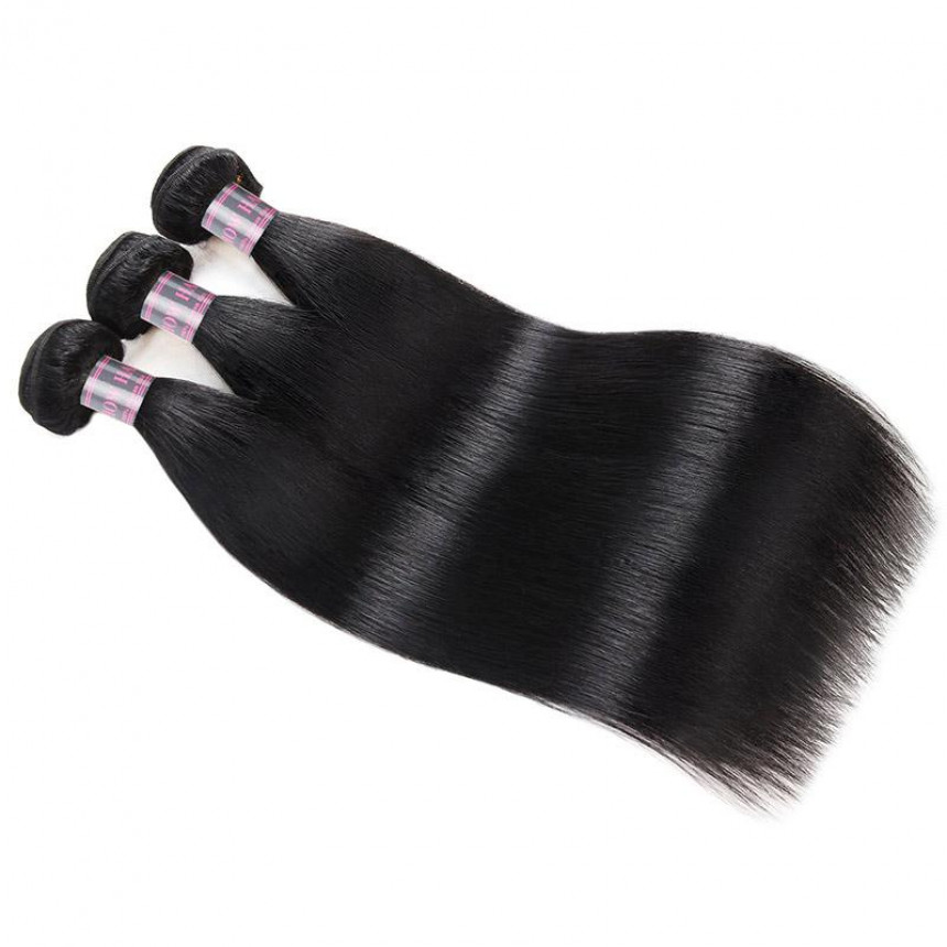 brazilian long straight hair bundles with baby hair  3 bundles hair weave with 2x4 lace closure