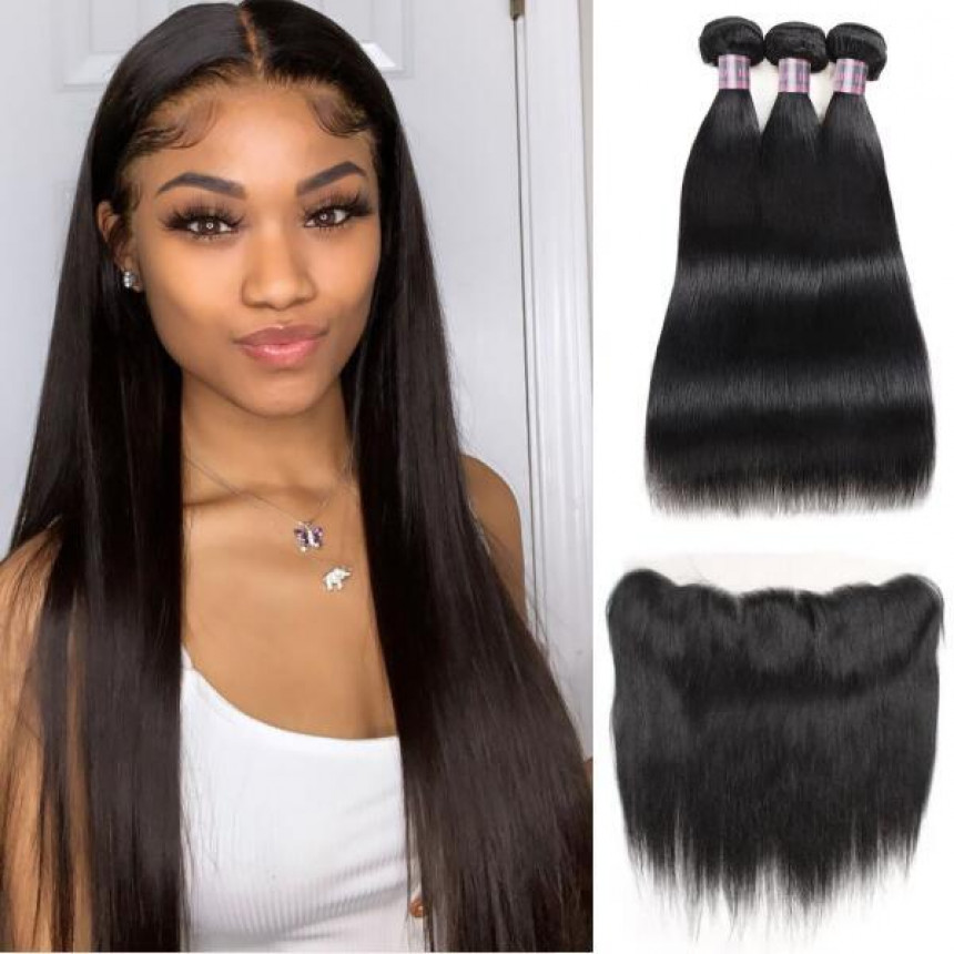 virgin brazilian straight hair weave 3 bundles with 13 4 lace frontal