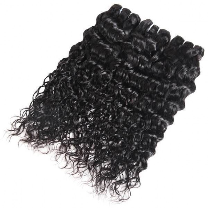 brazilian water wave 3 bundles with lace frontal closure weaves