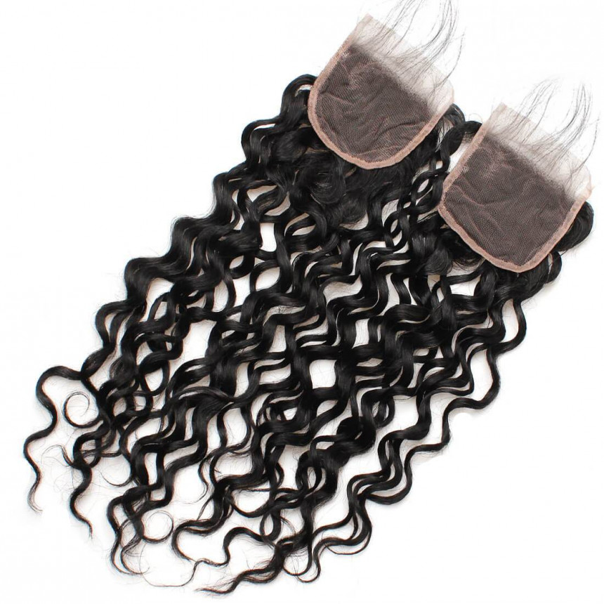 brazilian water wave hair weave 3 bundles with lace closure virgin human hair