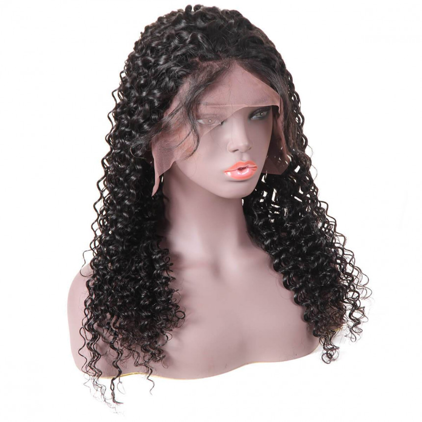 cheap  indian hair wigs deep curly hair lace front remy hair wig