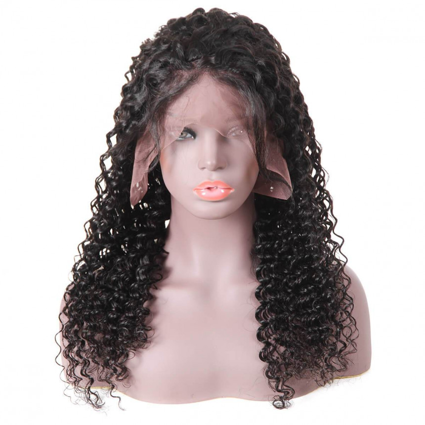 cheap  indian hair wigs deep curly hair lace front remy hair wig