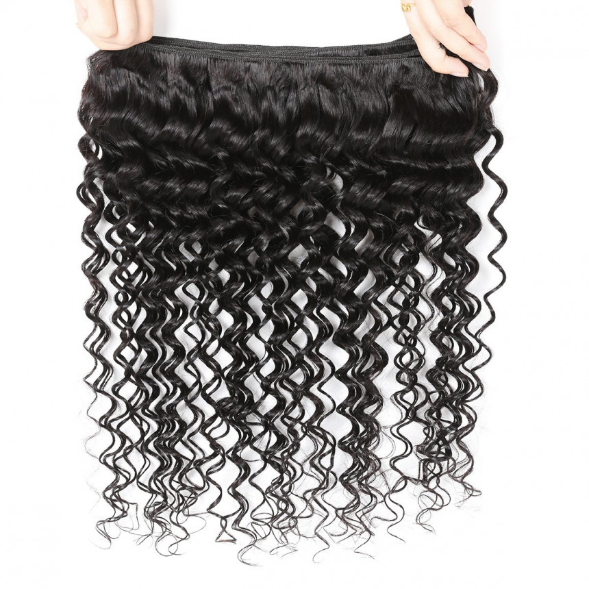 Deep Wave Human Hair Weave Bundles Hair Machine Double Weft Hair Extensions