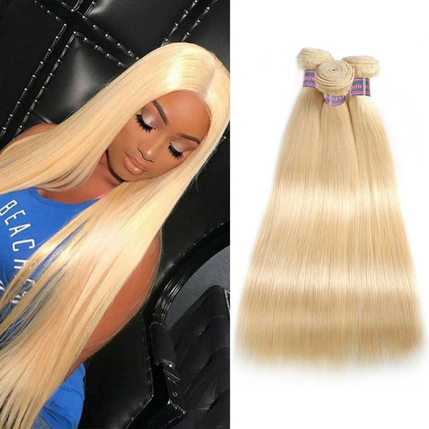 3 bundles of brazilian straight hair 613 Blonde Color