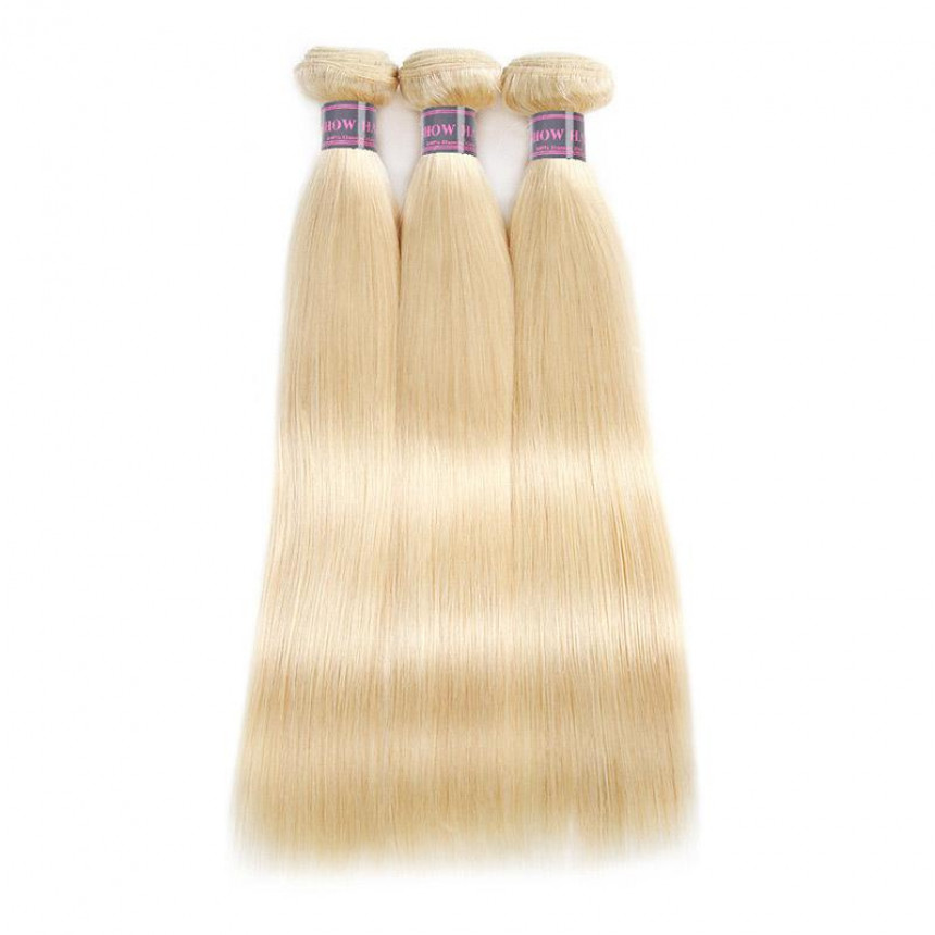 3 bundles of brazilian straight hair 613 Blonde Color