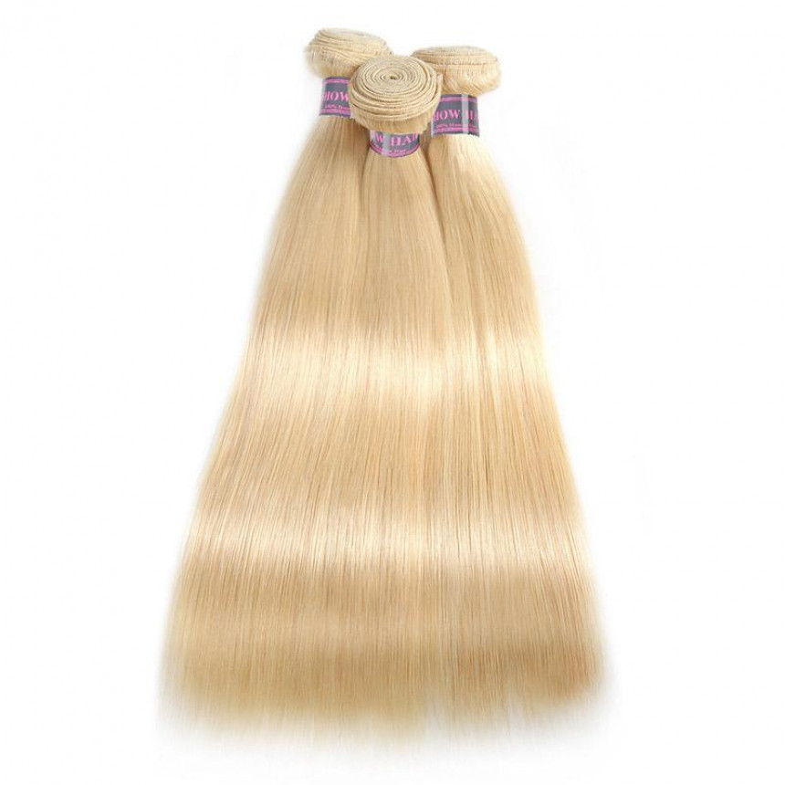 3 bundles of brazilian straight hair 613 Blonde Color