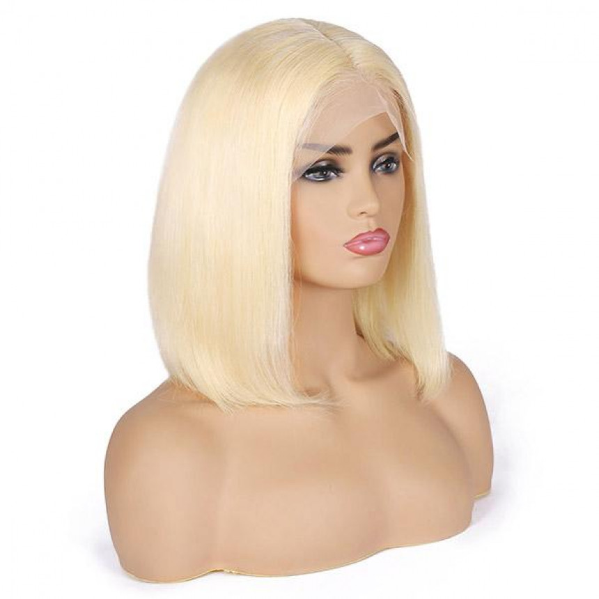 613 Blonde Lace Frontal Straight Bob Wig 100% Unprocessed Virgin Human Hair Short lace front wigs	