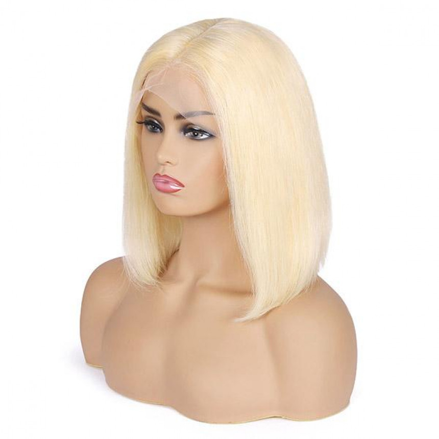 613 Blonde Lace Frontal Straight Bob Wig 100% Unprocessed Virgin Human Hair Short lace front wigs	