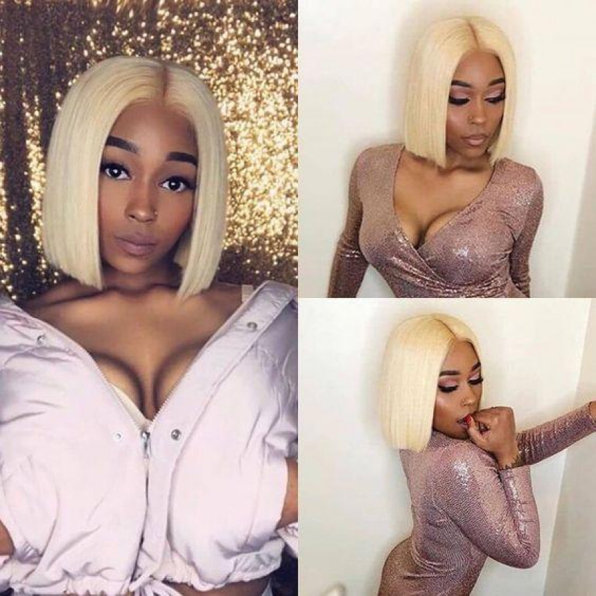 613 Blonde Lace Frontal Straight Bob Wig 100% Unprocessed Virgin Human Hair Short lace front wigs	