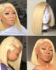 613 Blonde Lace Frontal Straight Bob Wig 100% Unprocessed Virgin Human Hair Short lace front wigs	