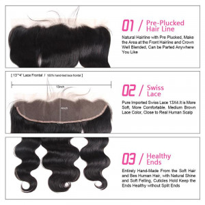 Virgin Human Hair Body Wave 13*4 Ear to Ear Lace Frontal Pre Plucked with Baby Hair